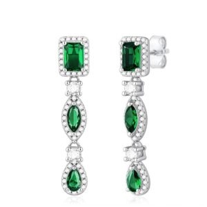 pendientes plata circonitas esmeralda presion