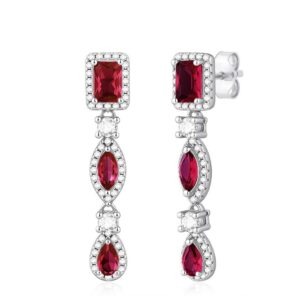 pendientes plata circonitas rubi presion