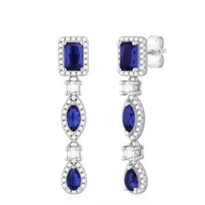 pendientes plata circonitas zafiro presion